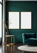 Art Deco Room Scene Mockup — Gold Frame Portrait 2:3 — Perspective View — #04623 | MockupBulk