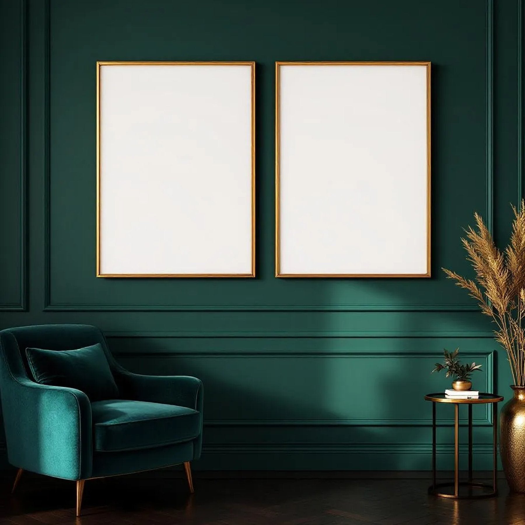 Art Deco Styled Room Mockup — Plain Square Frame Portrait 5:7 — Perspective View — #04624 | MockupBulk