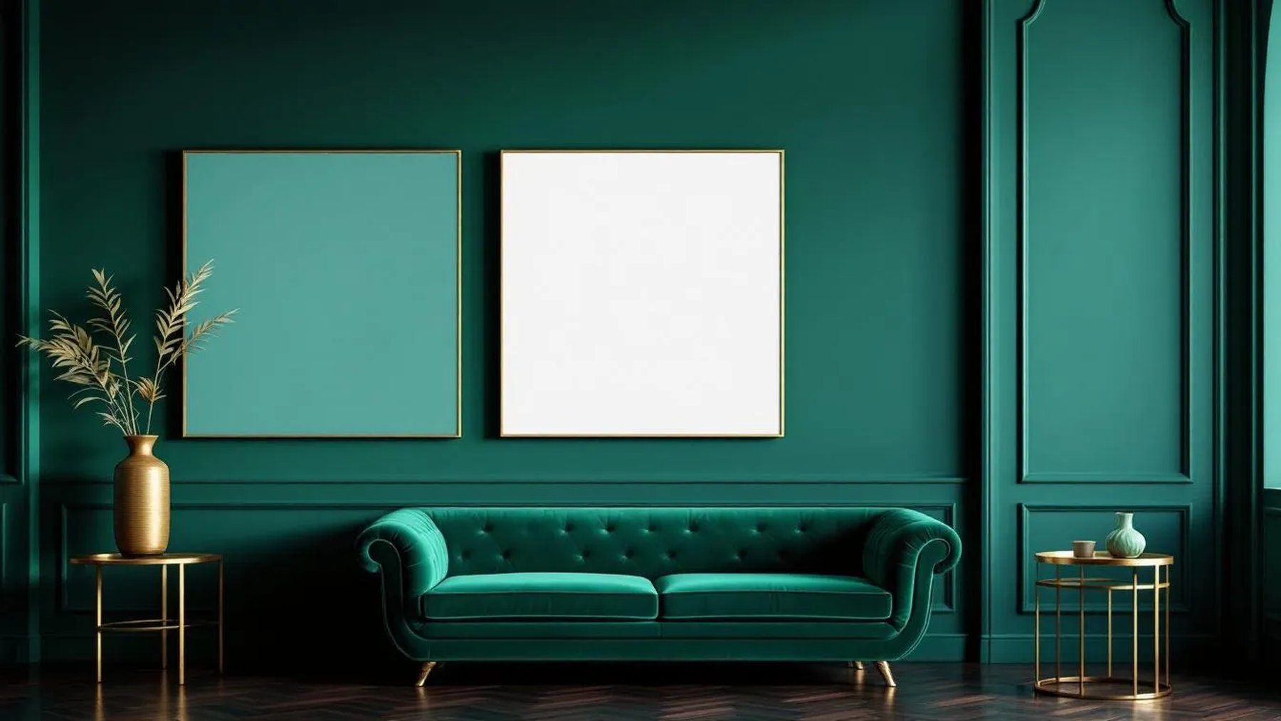 Art Deco Professional Frame Mockup — Gold Frame Square 1:1 — Perspective View — #04625 | MockupBulk