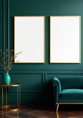 Art Deco Professional Frame Mockup — Gold Frame Portrait 2:3 — Perspective View — #04626 | MockupBulk
