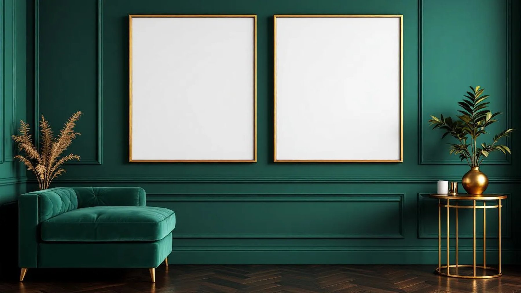 Art Deco Lifestyle Frame Mockup — Gold Frame Portrait 4:5 — Perspective View — #04631 | MockupBulk