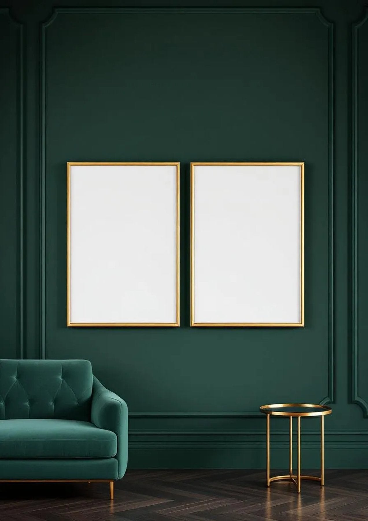 Art Deco Professional Frame Mockup — Gold Frame Portrait 2:3 — Perspective View — #04632 | MockupBulk