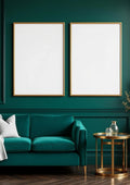 Art Deco Premium Interior Mockup — Gold Frame Portrait 2:3 — Perspective View — #04638 | MockupBulk