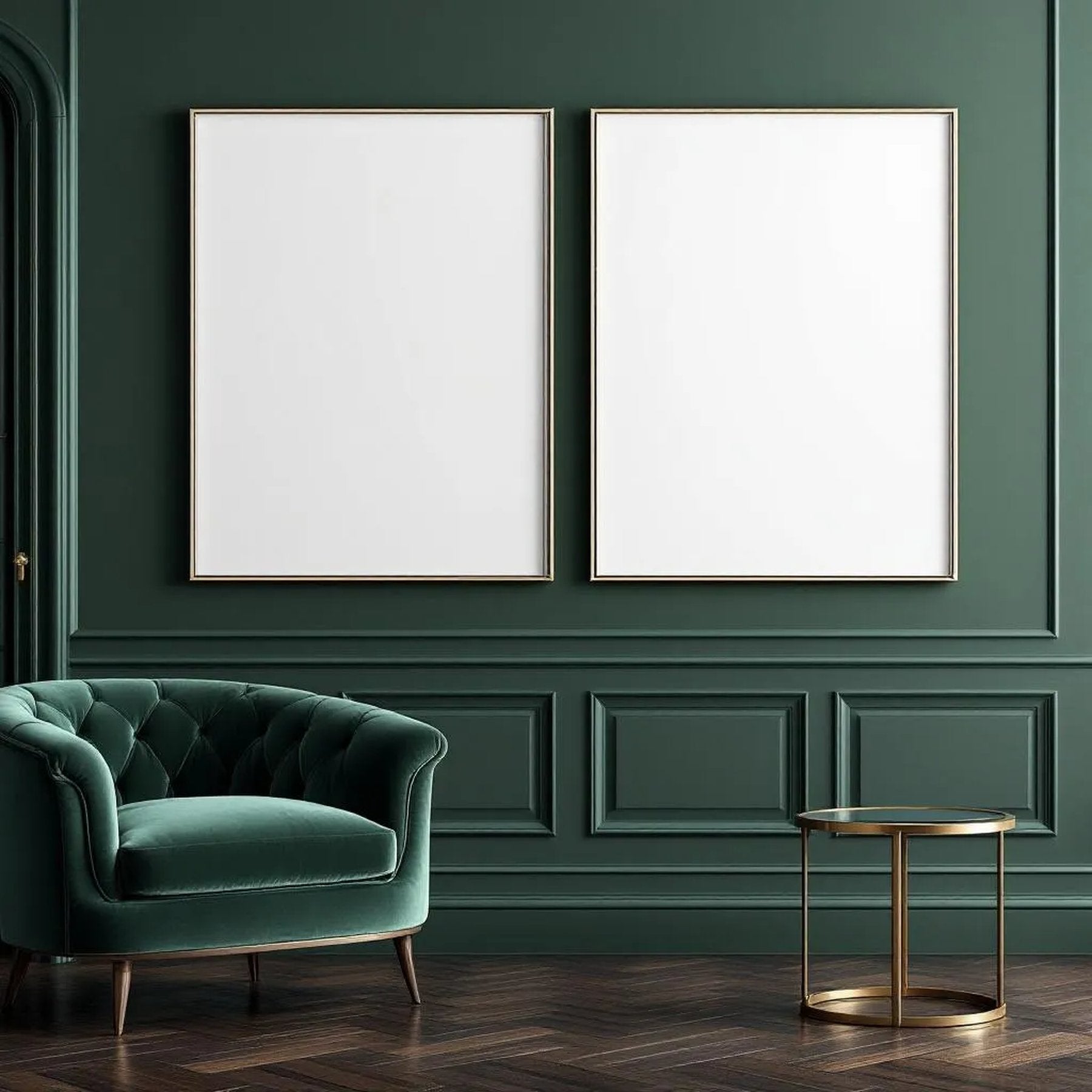 Art Deco Lifestyle Frame Mockup — Plain Square Frame Landscape 3:4 — Perspective View — #04642 | MockupBulk