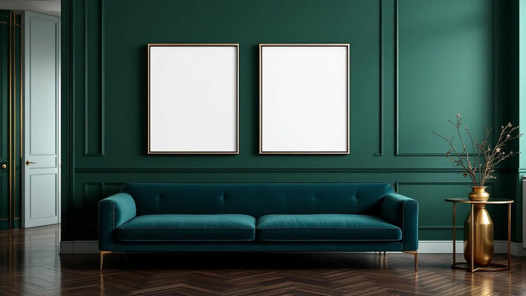 Art Deco Styled Room Mockup — Silver Frame Portrait 4:5 — Perspective View — #04643 | MockupBulk