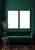 Art Deco Wall Art Mockup — Silver Frame Portrait 2:3 — Perspective View — #04644 | MockupBulk