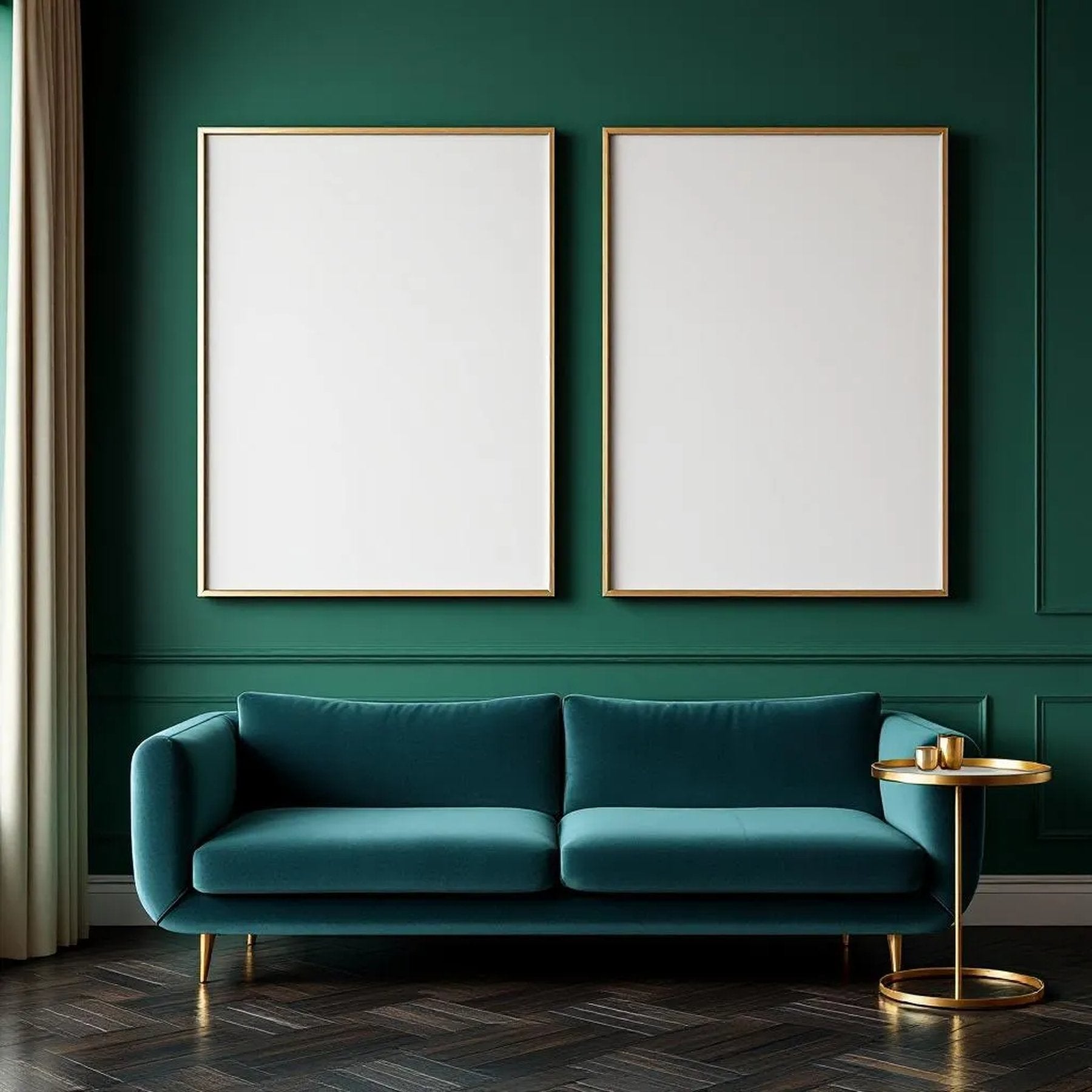 Art Deco Styled Room Mockup — Plain Square Frame Landscape 3:4 — Perspective View — #04645 | MockupBulk