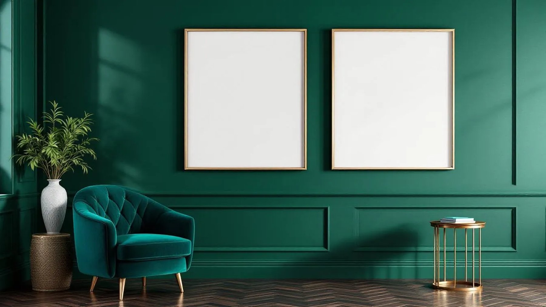 Art Deco Room Scene Mockup — Silver Frame Portrait 4:5 — Perspective View — #04646 | MockupBulk