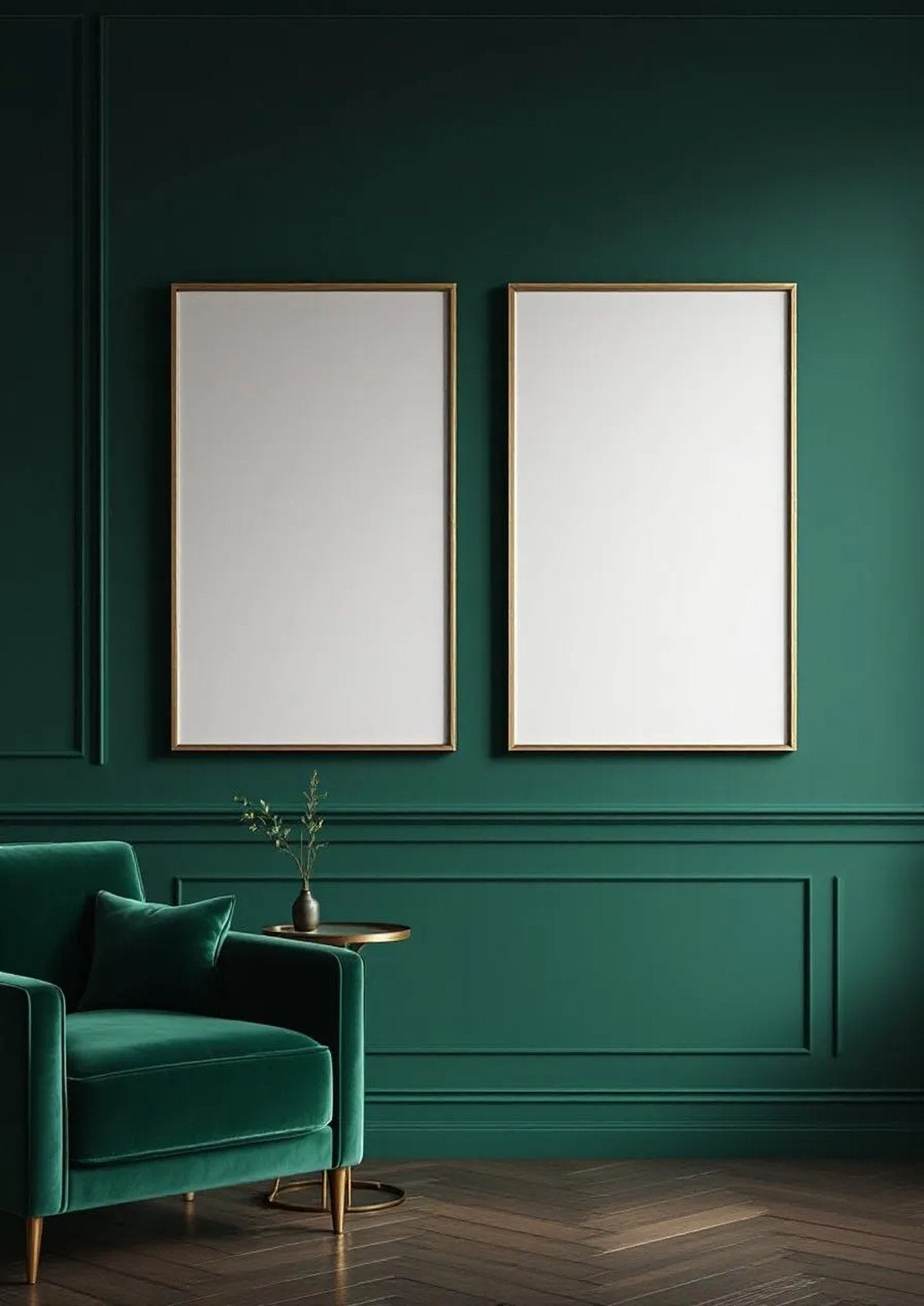 Art Deco Interior Frame Mockup — Silver Frame Portrait 2:3 — Perspective View — #04647 | MockupBulk