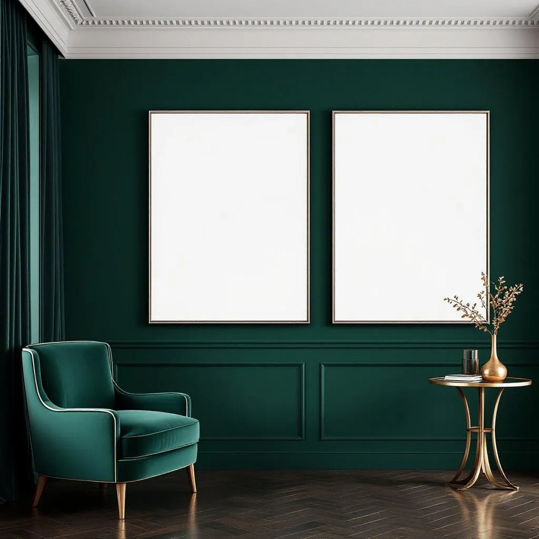 Art Deco Premium Interior Mockup — Plain Square Frame Portrait 2:3 — Perspective View — #04648 | MockupBulk