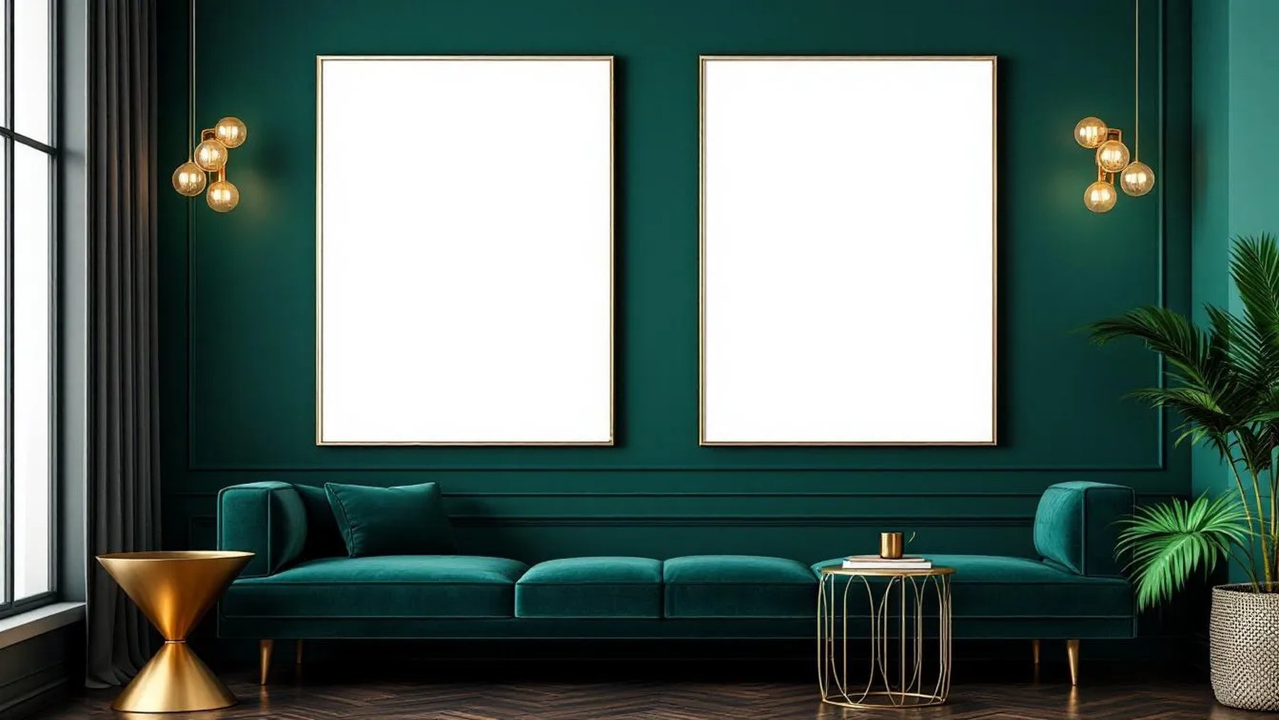 Art Deco High-Res Frame Mockup — Silver Frame Portrait 2:3 — Perspective View — #04649 | MockupBulk