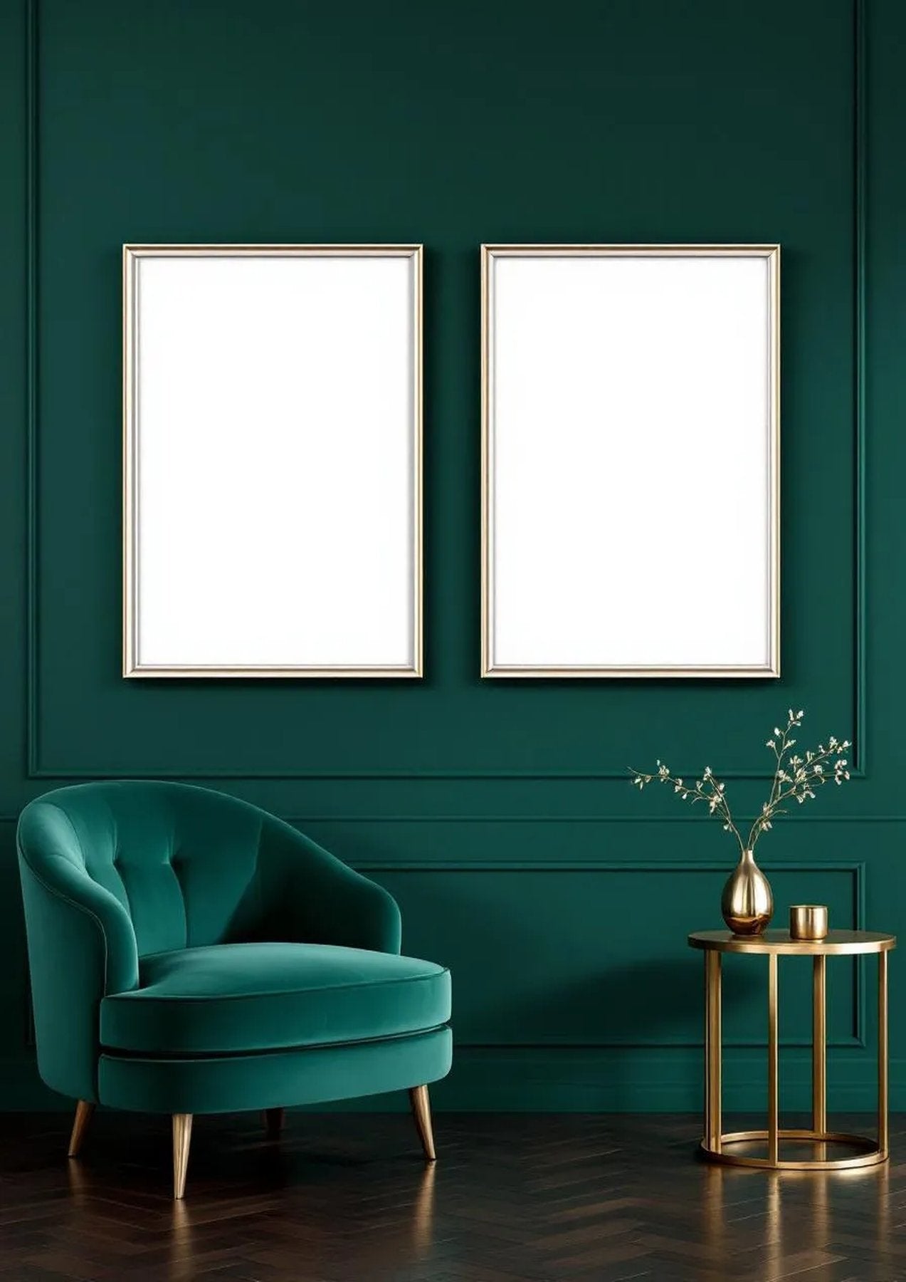 Art Deco High-Res Frame Mockup — Silver Frame Portrait 2:3 — Perspective View — #04650 | MockupBulk