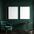 Art Deco Wall Art Mockup — Plain Square Frame Landscape 3:4 — Perspective View — #04651 | MockupBulk