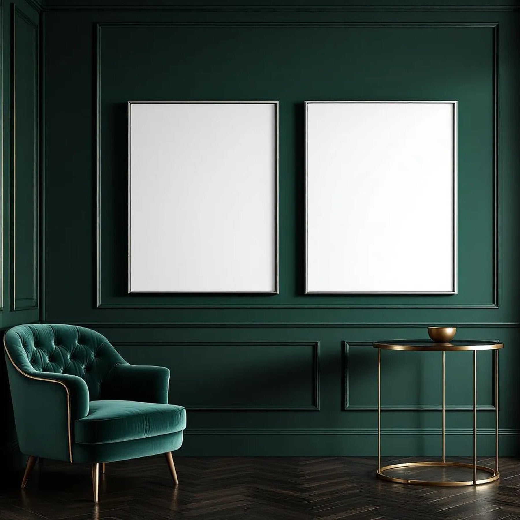 Art Deco Wall Art Mockup — Plain Square Frame Landscape 3:4 — Perspective View — #04651 | MockupBulk