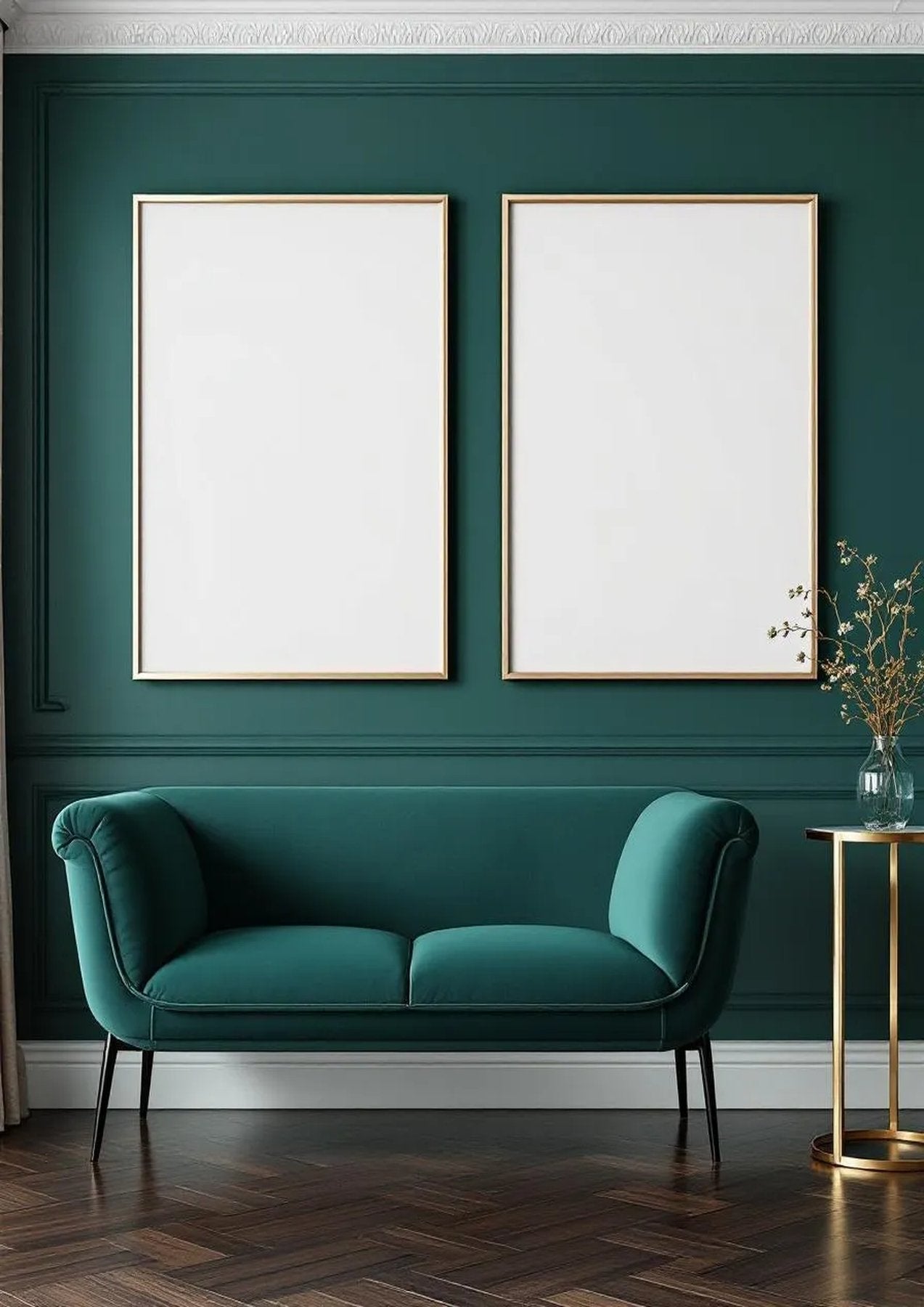 Art Deco Frame Display Mockup — Silver Frame Portrait 2:3 — Perspective View — #04659 | MockupBulk