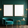 Art Deco Wall Art Mockup — Plain Square Frame Landscape 3:4 — Perspective View — #04663 | MockupBulk