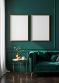 Art Deco Frame Display Mockup — Raw Pine Frame Portrait 2:3 — Perspective View — #04665 | MockupBulk