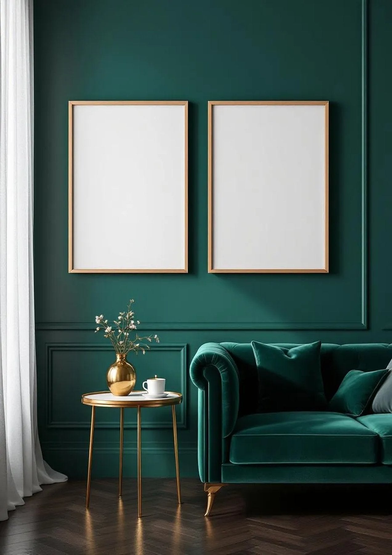 Art Deco Frame Display Mockup — Raw Pine Frame Portrait 2:3 — Perspective View — #04665 | MockupBulk
