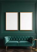 Art Deco Room Scene Mockup — Raw Pine Frame Portrait 2:3 — Perspective View — #04668 | MockupBulk