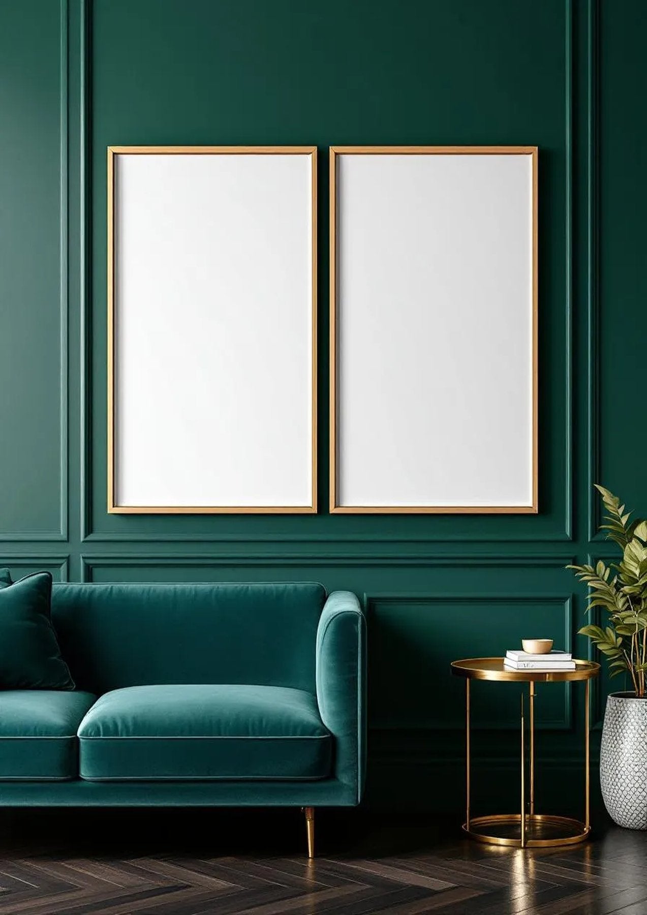 Art Deco Frame Display Mockup — Raw Pine Frame Portrait 2:3 — Perspective View — #04671 | MockupBulk