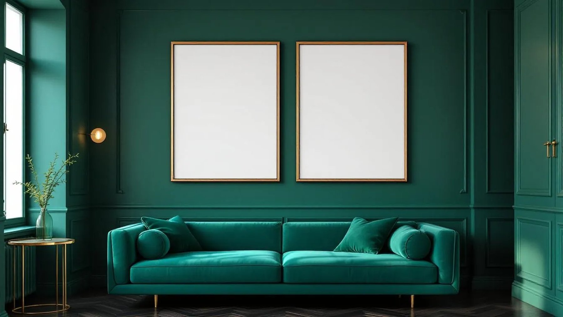 Art Deco Frame Display Mockup — Raw Pine Frame Portrait 4:5 — Perspective View — #04673 | MockupBulk