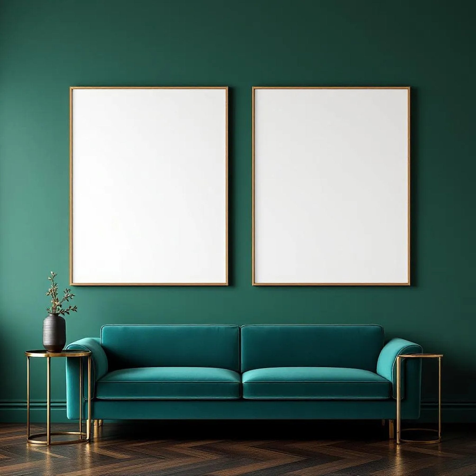Art Deco Premium Interior Mockup — Plain Square Frame Landscape 11x14 — Perspective View — #04675 | MockupBulk
