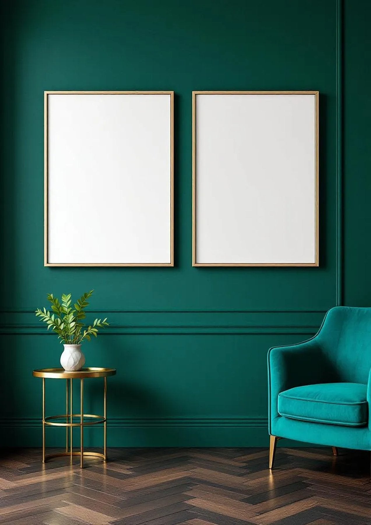 Art Deco High-Res Frame Mockup — Raw Pine Frame A-Series (A4 / A3) — Perspective View — #04677 | MockupBulk