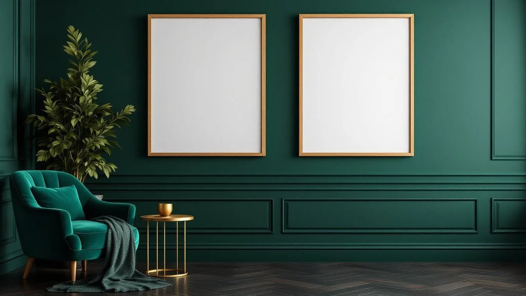 Art Deco High-Res Frame Mockup — Raw Pine Frame Landscape 11x14 — Perspective View — #04679 | MockupBulk