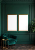Art Deco Frame Display Mockup — Raw Pine Frame Portrait 2:3 — Perspective View — #04680 | MockupBulk