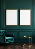 Art Deco Frame Display Mockup — Raw Pine Frame Portrait 2:3 — Perspective View — #04683 | MockupBulk