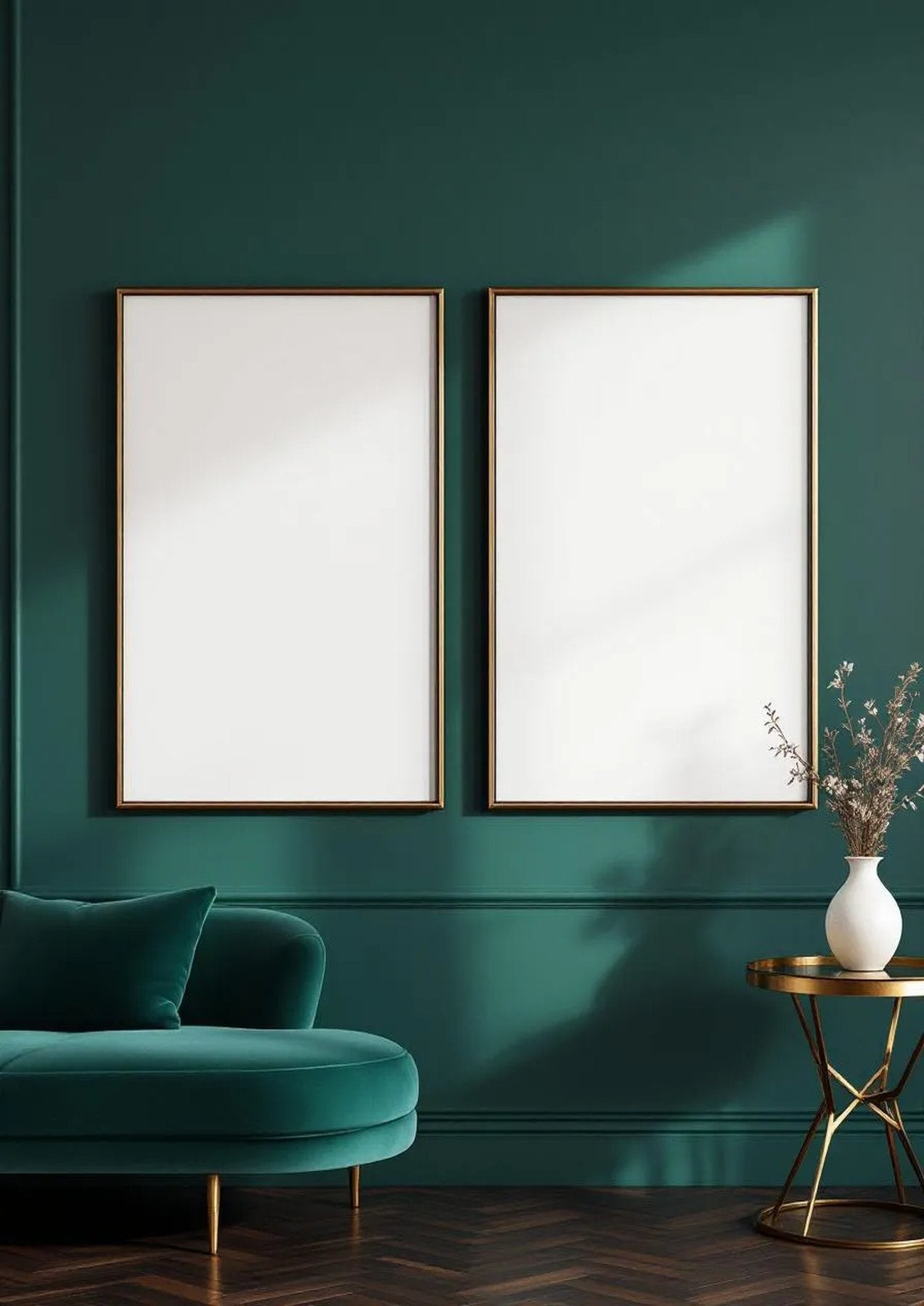 Art Deco Wall Art Mockup — Espresso Frame Portrait 2:3 — Perspective View — #04686 | MockupBulk