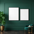 Art Deco Interior Frame Mockup — Plain Square Frame Landscape 11x14 — Perspective View — #04687 | MockupBulk