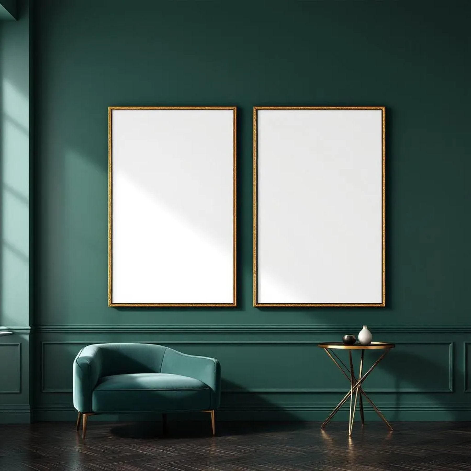 Art Deco Professional Frame Mockup — Plain Square Frame Portrait 2:3 — Perspective View — #04690 | MockupBulk