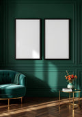 Art Deco Interior Frame Mockup — Espresso Frame Portrait 2:3 — Perspective View — #04692 | MockupBulk