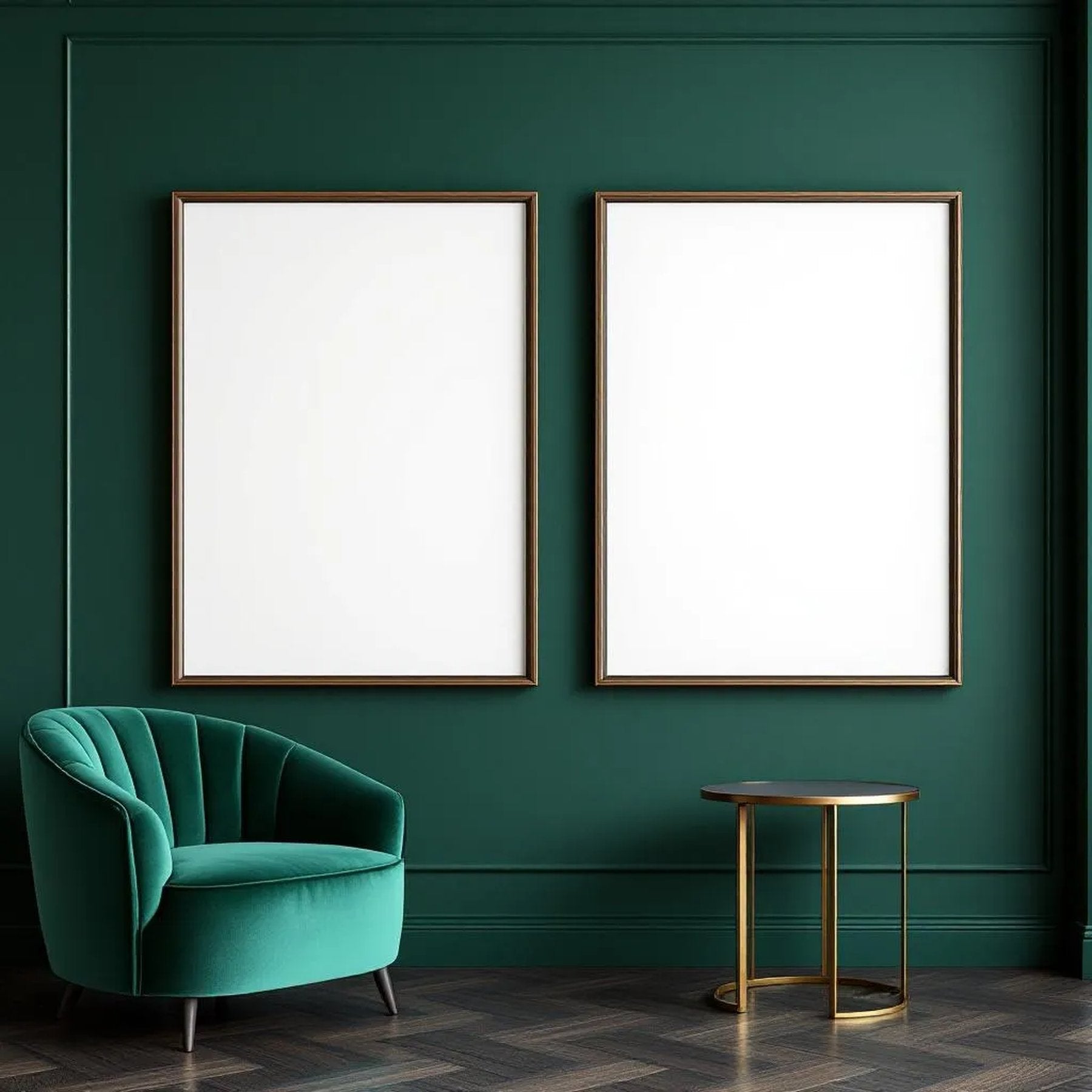 Art Deco Premium Interior Mockup — Plain Square Frame Portrait 5:7 — Perspective View — #04693 | MockupBulk