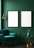 Art Deco Room Scene Mockup — Espresso Frame Portrait 2:3 — Perspective View — #04695 | MockupBulk