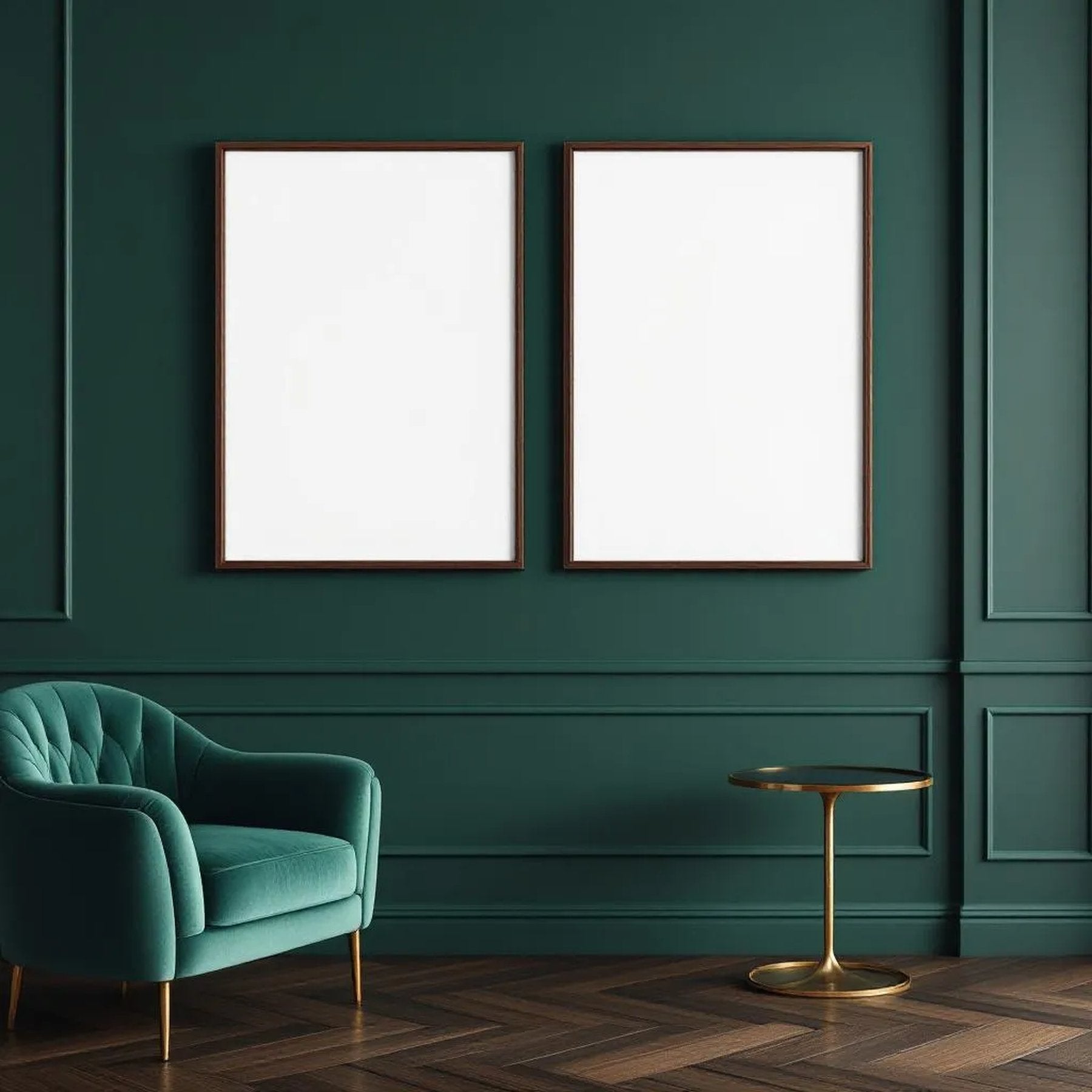 Art Deco Interior Frame Mockup — Plain Square Frame A-Series (A4 / A3) — Perspective View — #04696 | MockupBulk