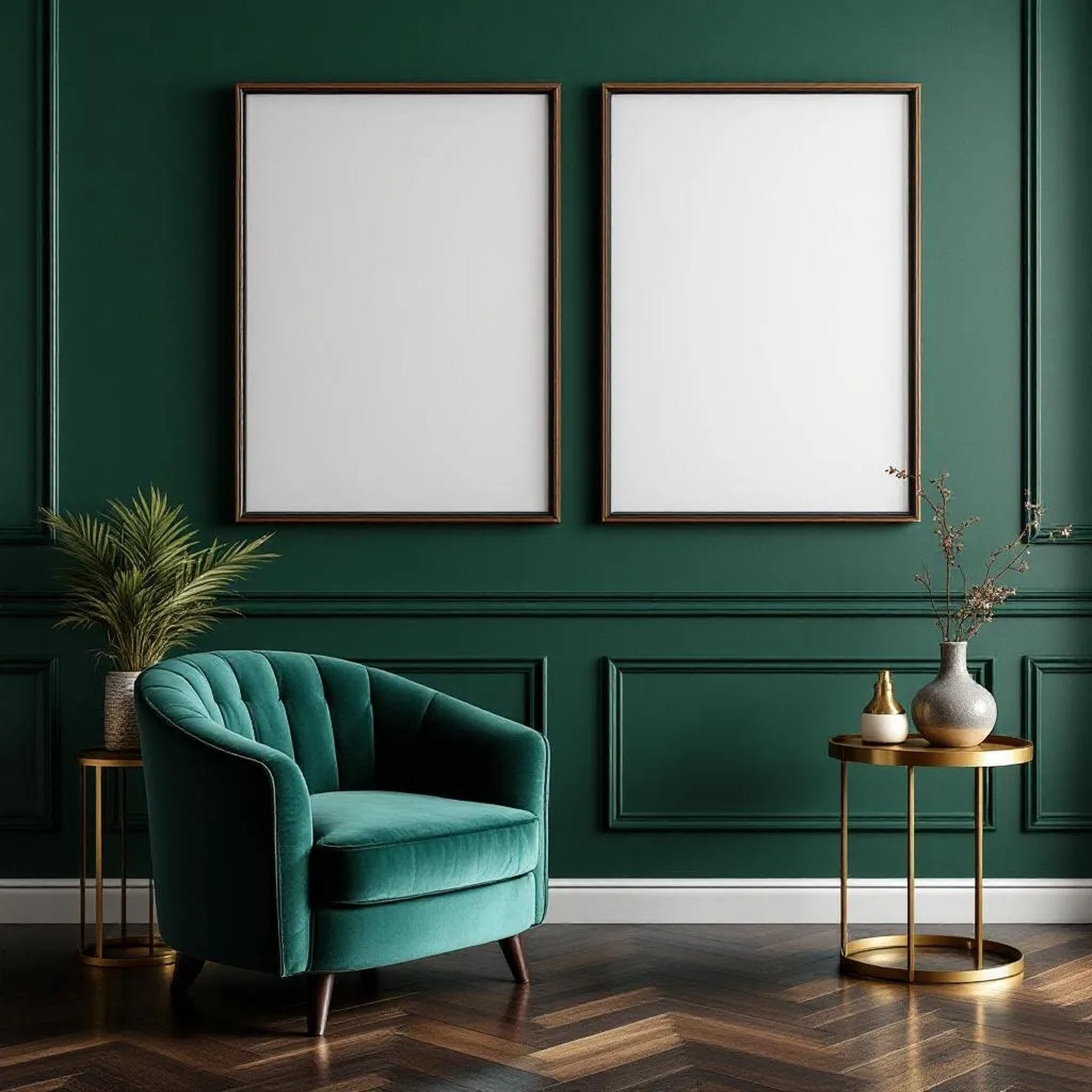 Art Deco Lifestyle Frame Mockup — Plain Square Frame Portrait 2:3 — Perspective View — #04699 | MockupBulk