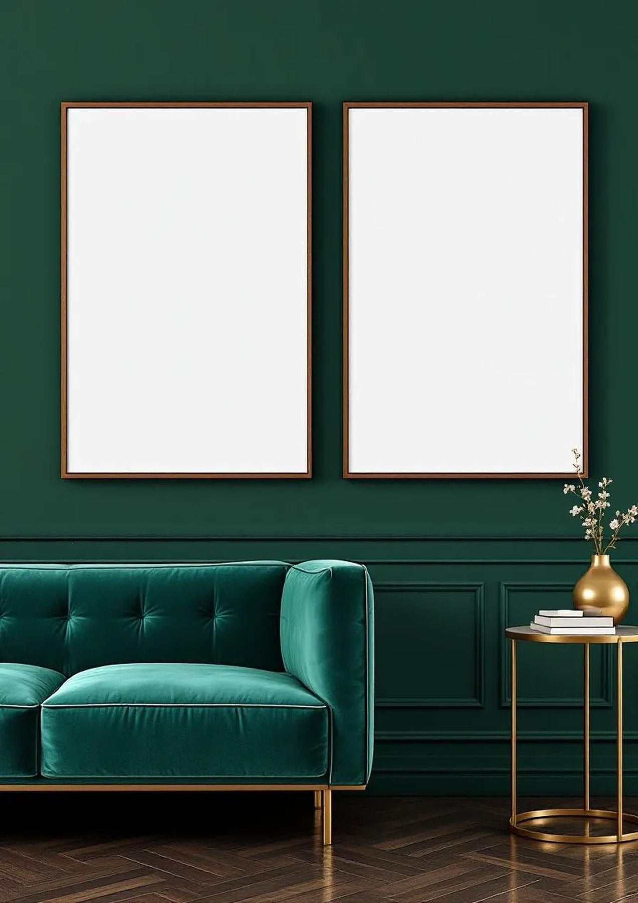 Art Deco Room Scene Mockup — Espresso Frame Portrait 2:3 — Perspective View — #04701 | MockupBulk