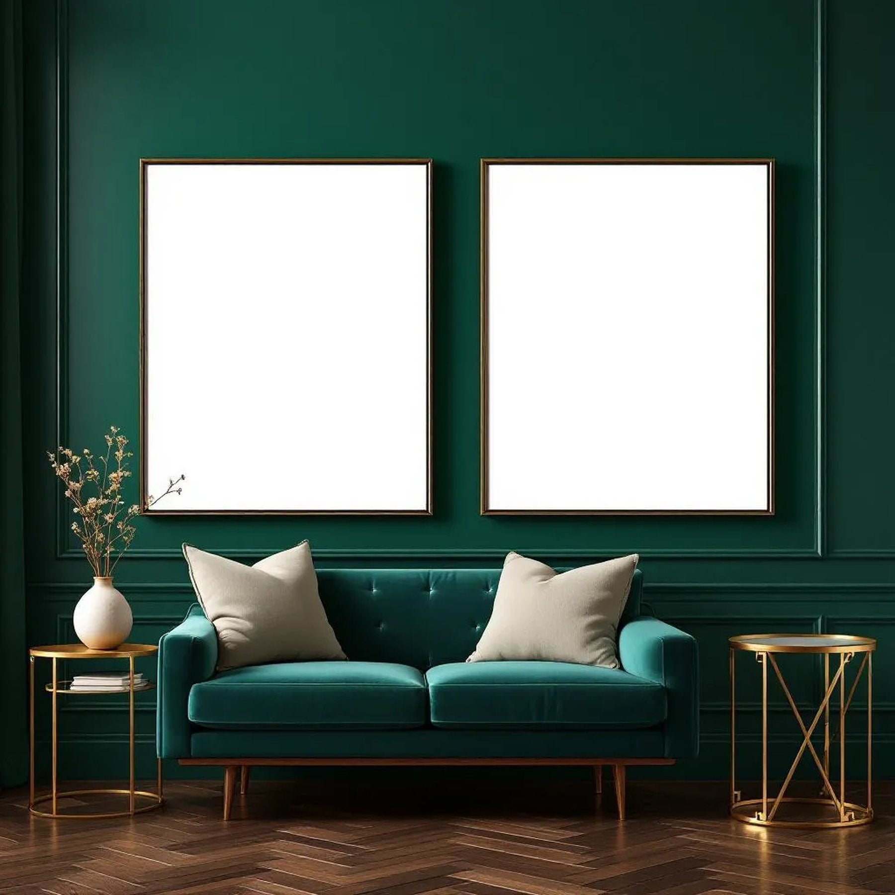 Art Deco Interior Frame Mockup — Plain Square Frame Portrait 4:5 — Perspective View — #04702 | MockupBulk