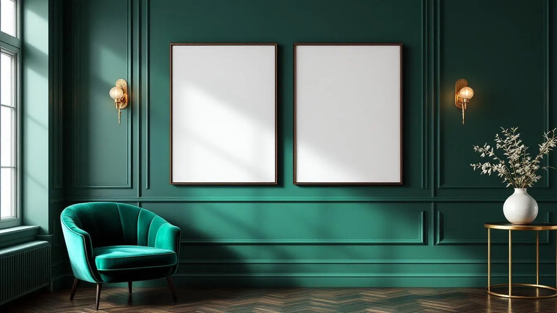 Art Deco Frame Display Mockup — Espresso Frame Square 1:1 — Perspective View — #04703 | MockupBulk