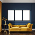 Art Deco Wall Art Mockup — Plain Square Frame Portrait 2:3 — Perspective View — #02051 | MockupBulk