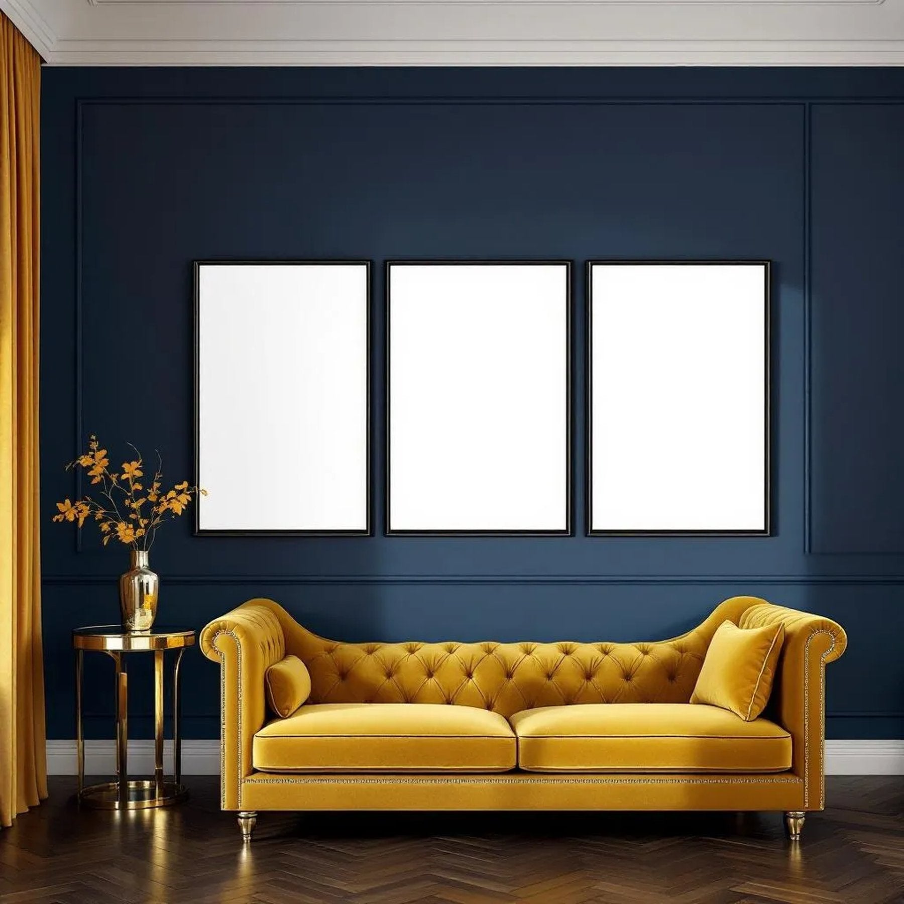 Art Deco Wall Art Mockup — Plain Square Frame Portrait 2:3 — Perspective View — #02051 | MockupBulk