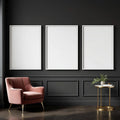 Art Deco Premium Interior Mockup — Plain Square Frame Portrait 2:3 — Perspective View — #02059 | MockupBulk