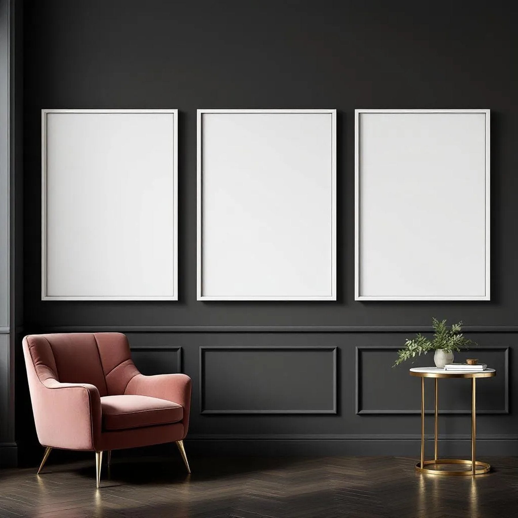Art Deco Premium Interior Mockup — Plain Square Frame Portrait 2:3 — Perspective View — #02059 | MockupBulk