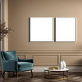 Art Deco Wall Art Mockup — Plain Square Frame Portrait 2:3 — Perspective View — #02064 | MockupBulk