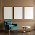 Art Deco Editorial Room Mockup — Plain Square Frame Portrait 2:3 — Perspective View — #02067 | MockupBulk