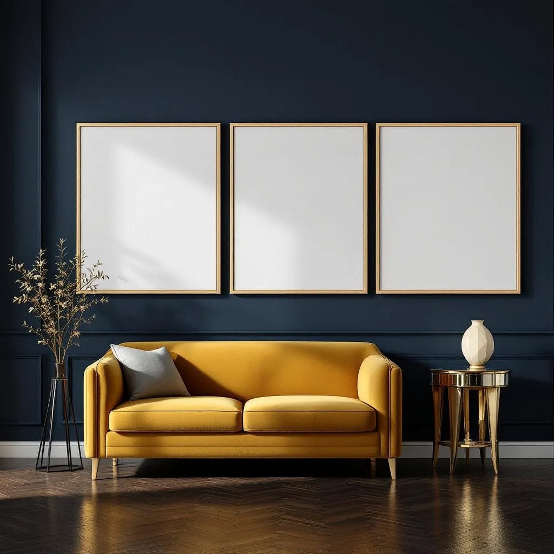 Art Deco Lifestyle Frame Mockup — Plain Square Frame Landscape 3:4 — Perspective View — #02072 | MockupBulk