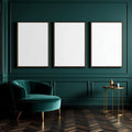 Art Deco Interior Frame Mockup — Plain Square Frame A-Series (A4 / A3) — Perspective View — #04705 | MockupBulk