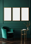 Art Deco Editorial Room Mockup — Matte Black Frame Portrait 2:3 — Perspective View — #04707 | MockupBulk